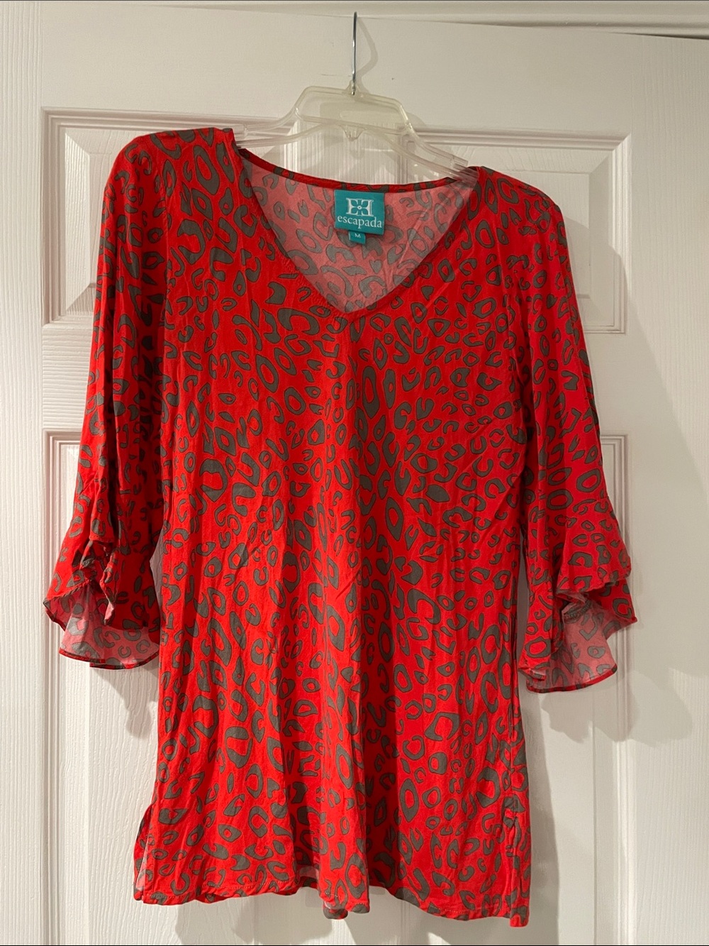 escapada Red Leopard-Print V-Neck Tunic